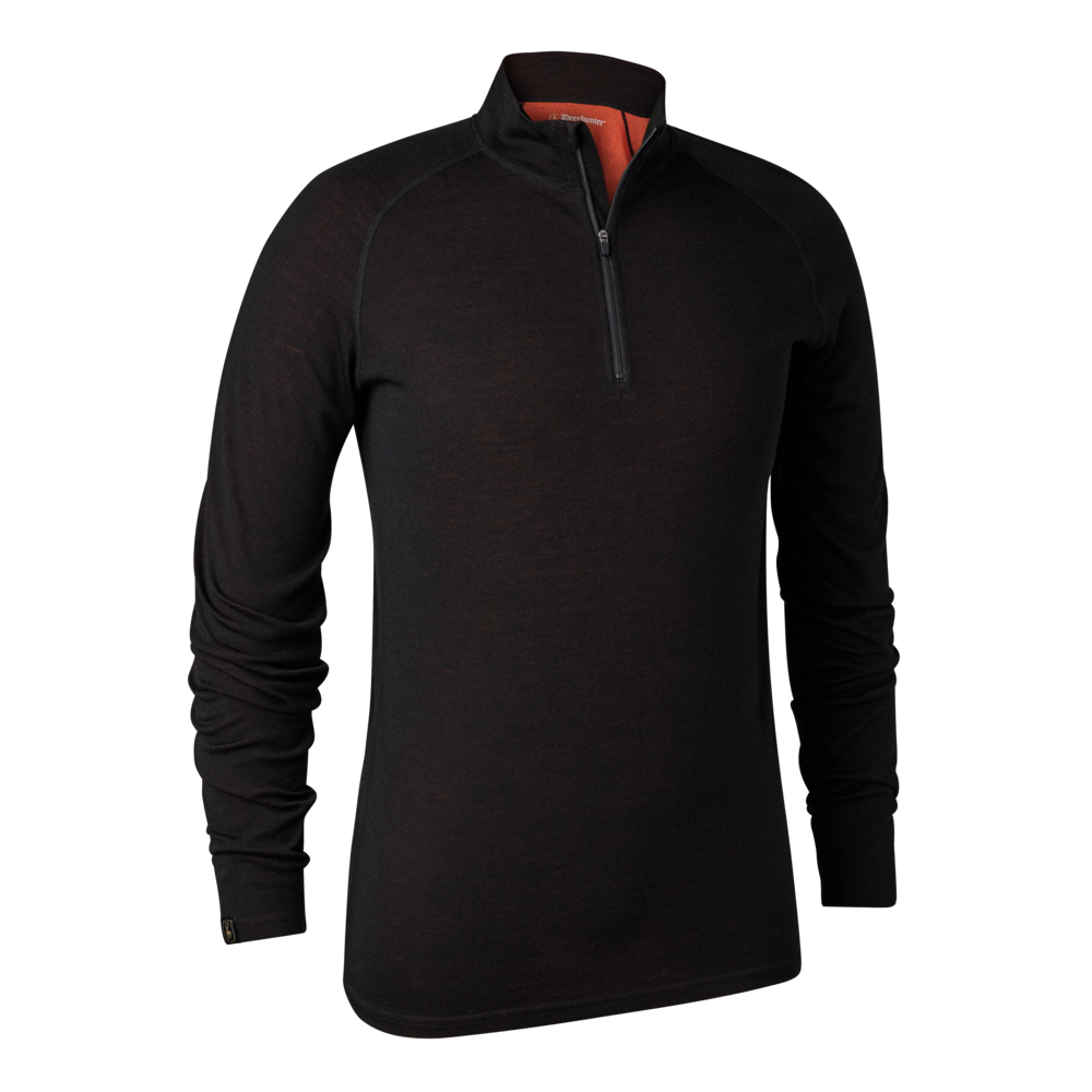 Deerhunter  Quinn merinoundertrøje med halv lynlås  Baselayer herre - S