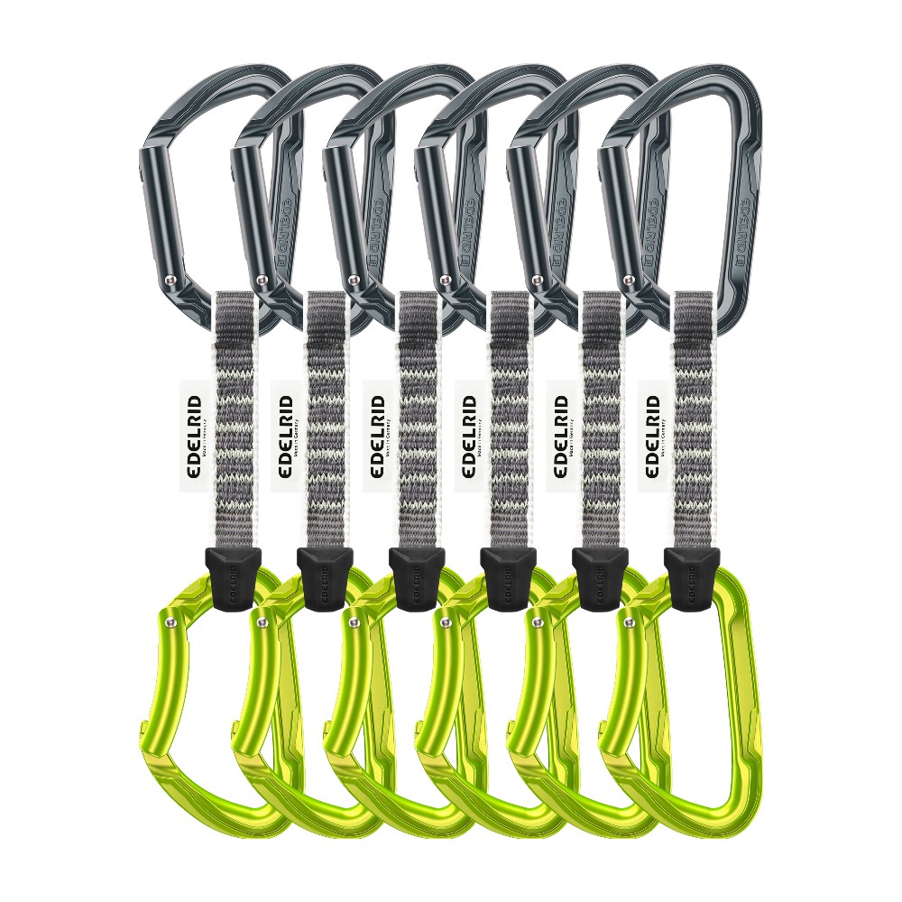 Edelrid låsekarabin D-formet med Keylock, grå/grøn, 97 x 60 mm - 6 stk.