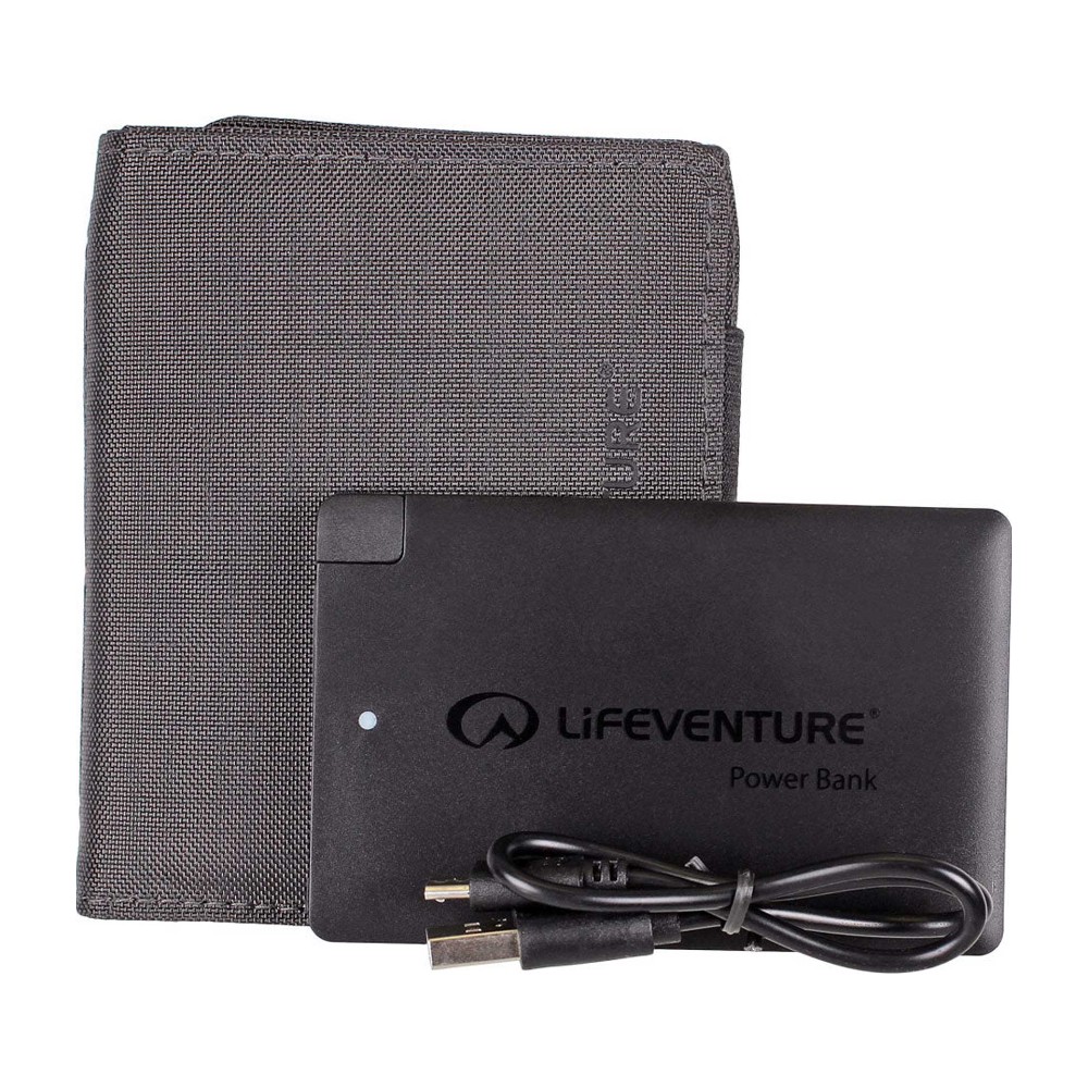 Lifeventure RFID Charger Wallet Grey Pung med RFID og powerbank