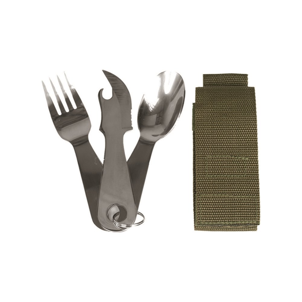 Mil-Tec Eating Utensil with Pouch Bestik rustfrit stål