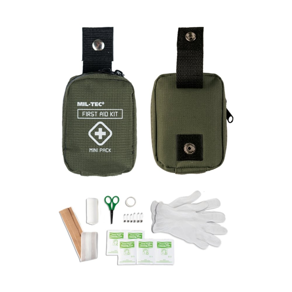 Grøn førstehjælpstaske med bæltestrop - First Aid Mini Pack - Mil-Tec
