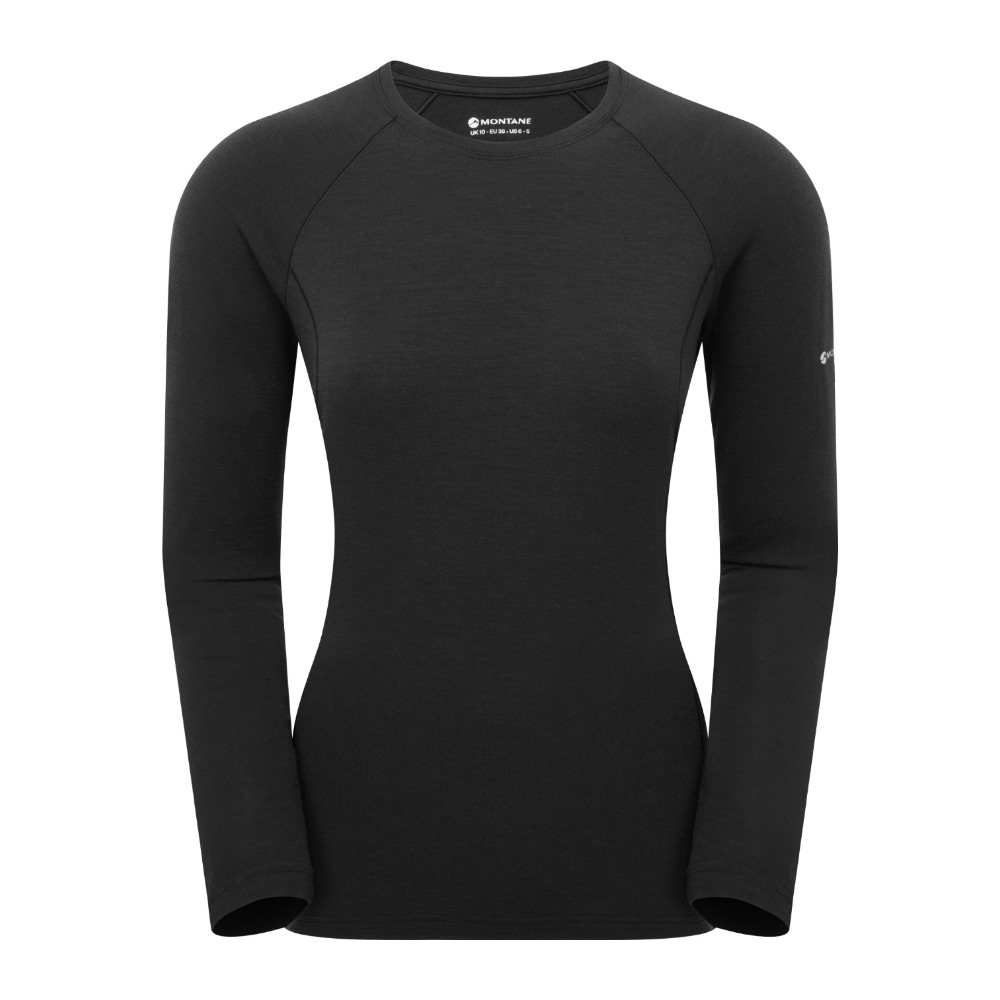 Montane Malli Long Sleeve T-Shirt Merino baselayer til dame - XS - Black