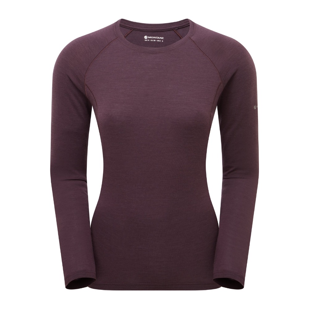 Montane Malli Long Sleeve T-Shirt Merino baselayer til dame - S - Mulberry