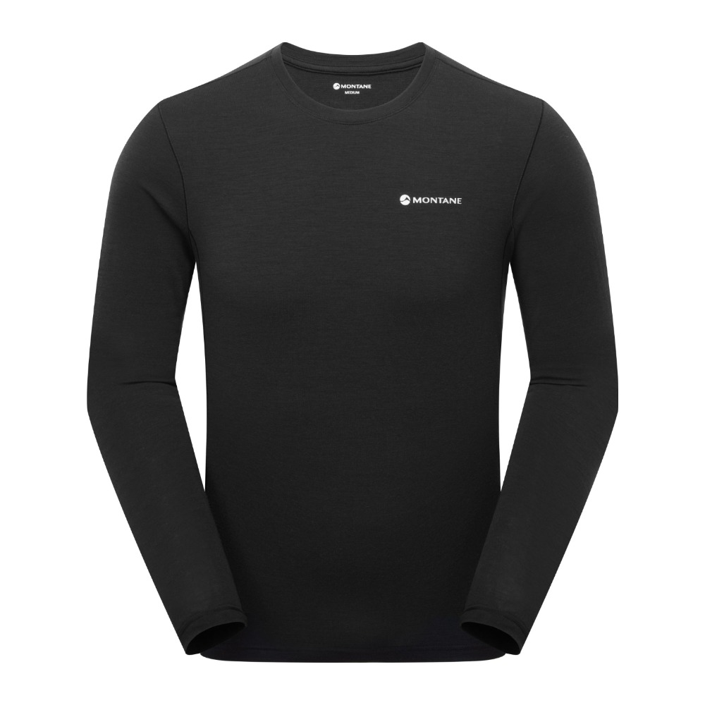Montane Malli Long Sleeve T-Shirt Merino baselayer til herre - S - Black