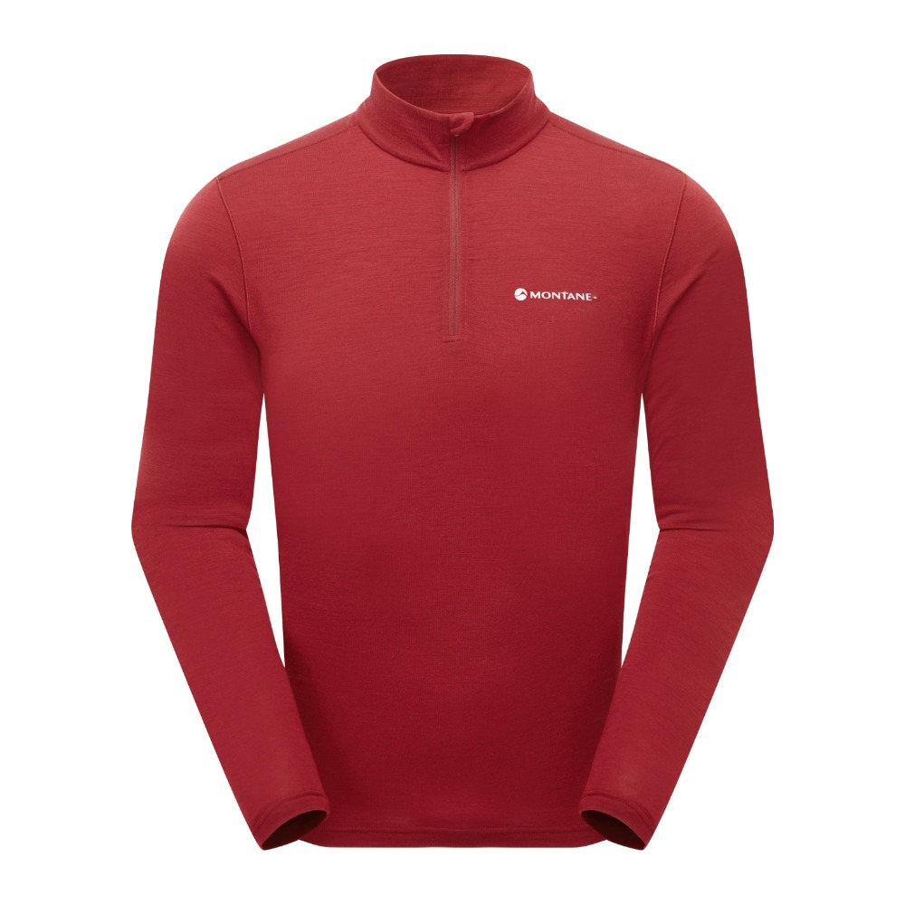 Montane Malli LS Zip T-Shirt Merino baselayer til herre - M - Dark Maple