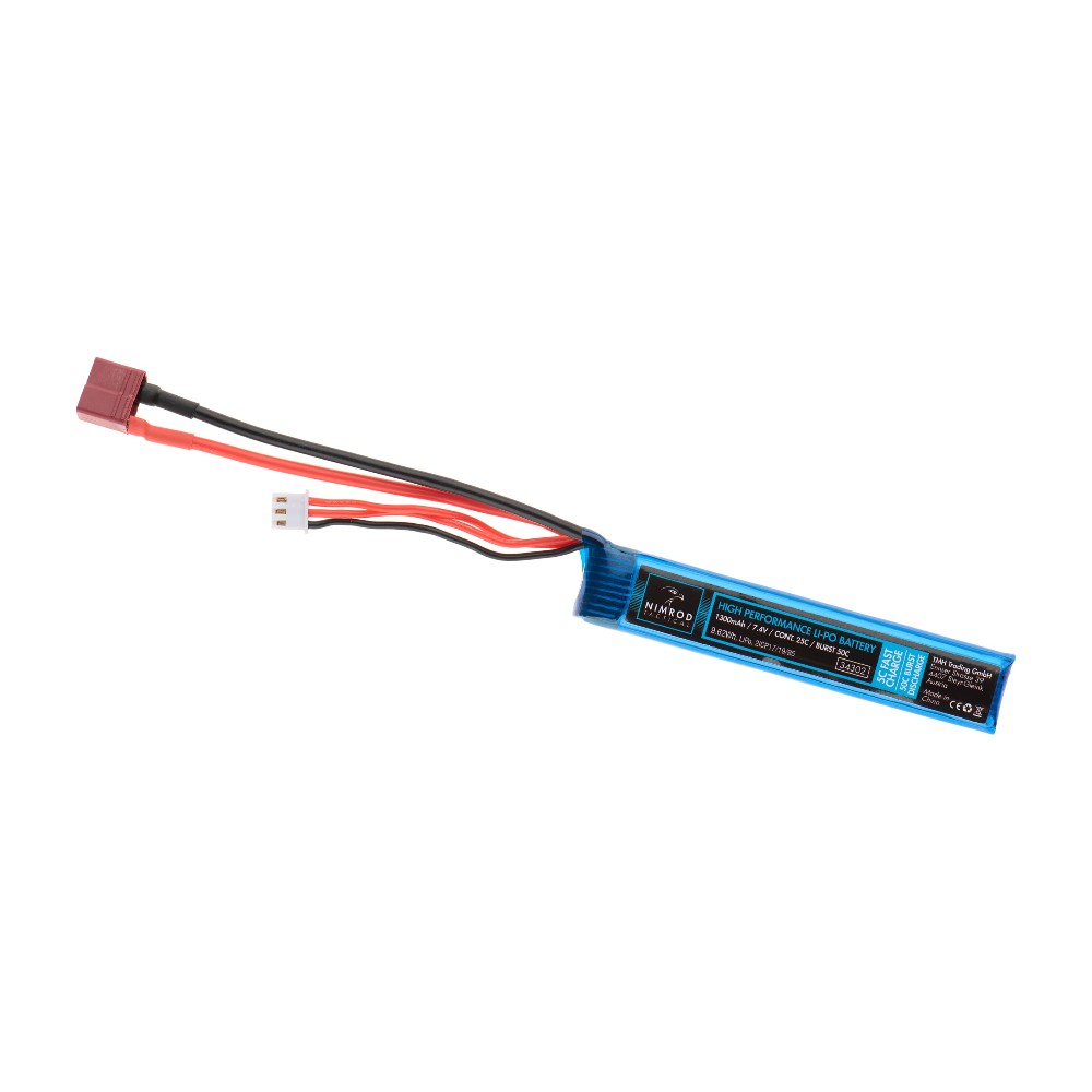 Nimrod Lipo 7.4V 1300mAh 25C Buffer Tube Type T-Plug LiPo-batteri