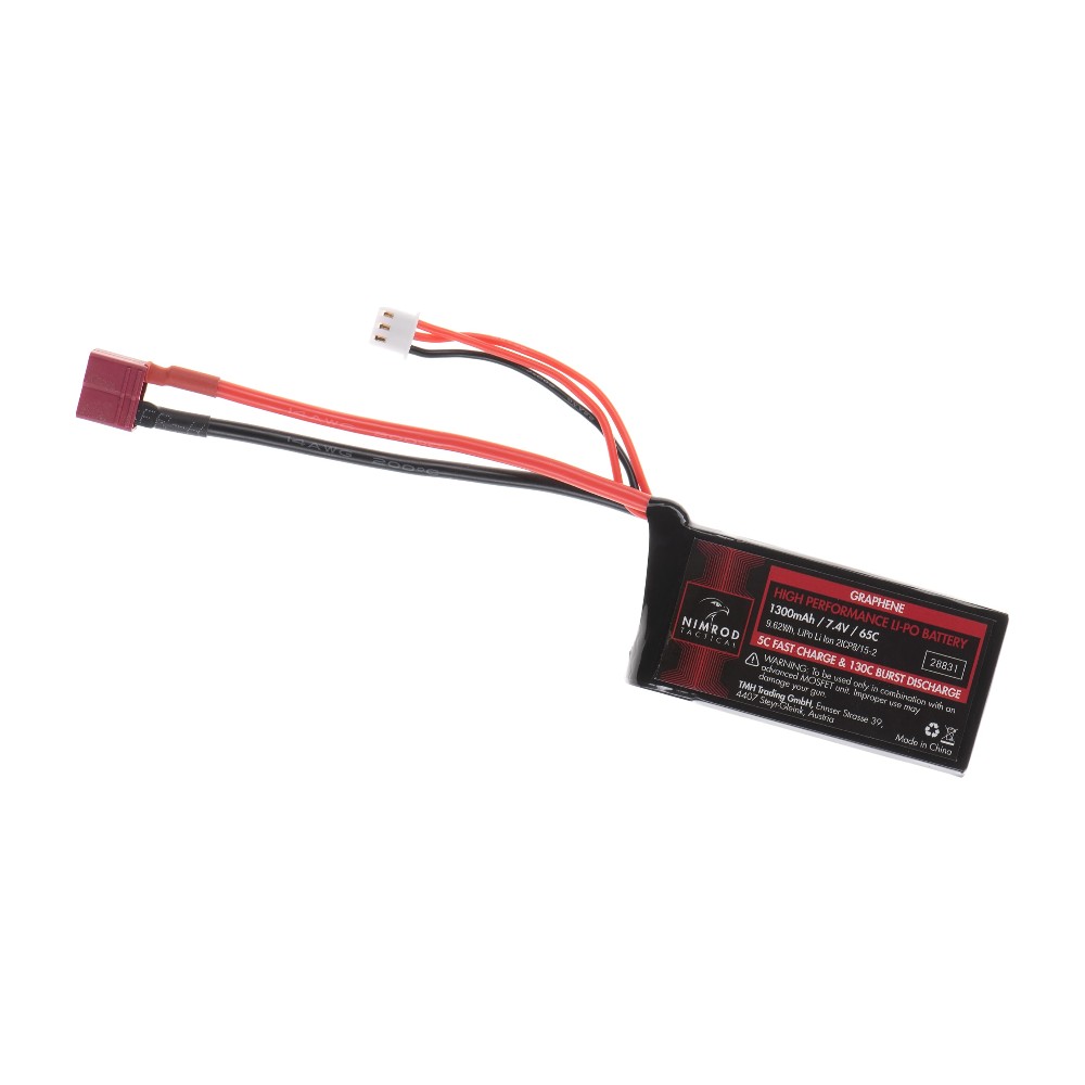 Nimrod Lipo 7.4V 1300mAh 65C Graphene Mini / PEQ Type T-Plug LiPo-batteri
