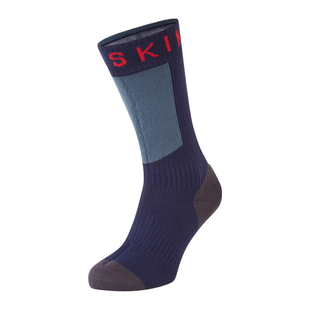 Sealskinz Scoulton Lette vandtætte sokker med Hydrostop - Navy Blue/Grey/Red